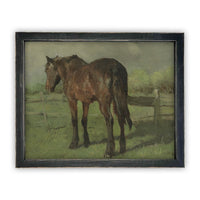 READY TO SHIP 11X14 Vintage Framed Canvas Art // Framed Vintage Print // Vintage Painting // Horse Art // Farmhouse print //#A-123