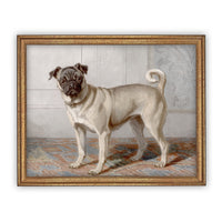 Ready to Ship 11x14 Vintage Framed Canvas Art // Framed Vintage Print // Pug Dog Painting // Vintage Dog Art //#A-114