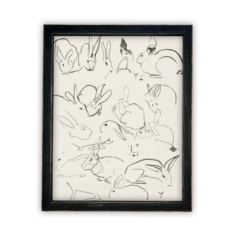 READY TO SHIP 11X14 Vintage Framed Canvas Art // Framed Vintage Print // Vintage Painting // Easter Bunny Rabbit Art //#A-140