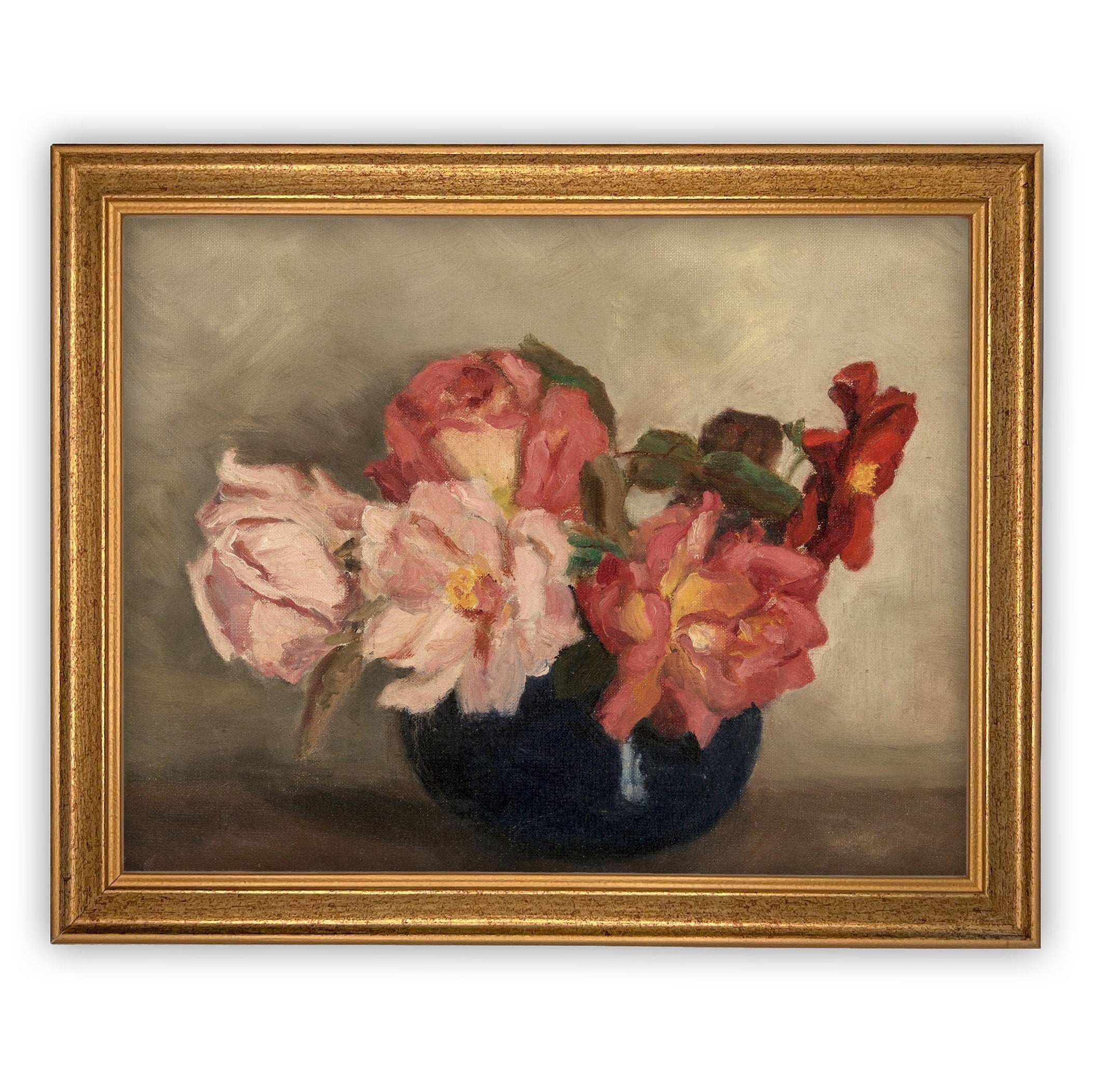 READY to SHIP 24x36 Floral Still Life Print: Framed Canvas Reproduction