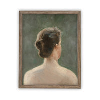 READY TO SHIP 8X10 Framed Canvas Print: Green Portrait of a Woman