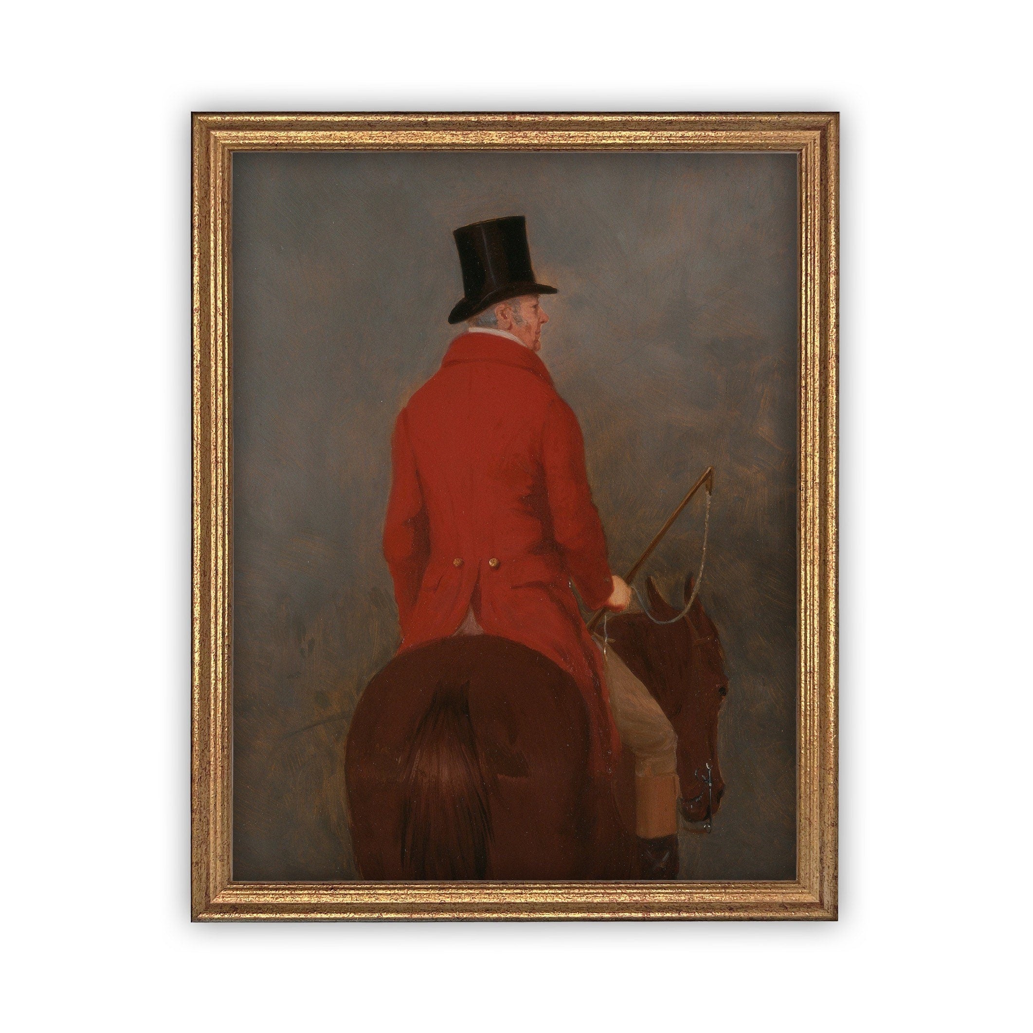 READY TO SHIP 18x24 Gentleman on Horseback Framed Canvas Art Print
