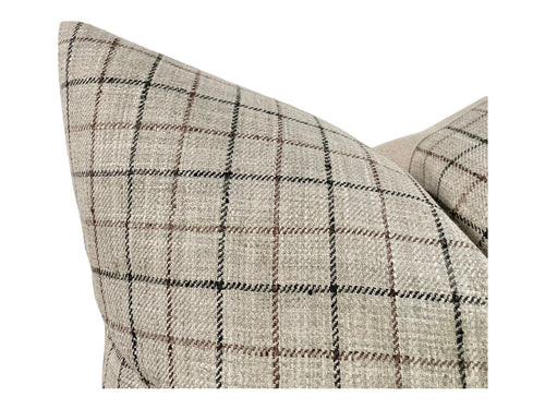 Designer "Windsor" Windowpane in Gray Pillow Cover