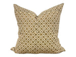 READY TO SHIP 20X20 Designer "Brawley" Block Print Pillow Cover // Mustard and Cream Pillow Cover // Boutique Pillow Covers