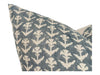 Designer "Clovis" Block Print Pillow Cover // Gray Blue Pillow Cover