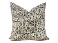 READY TO SHIP 14X22 Designer "Escalon" Block Print Handloom Pillow Cover // Black Cream Pillow Cover // Boutique Pillow // Modern Farmhouse