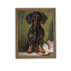 READY to SHIP 8X10 Vintage Framed Canvas Art // Vintage Dachshund Painting // Vintage Dog Art // Boys Room or Nursery Print //#A-161