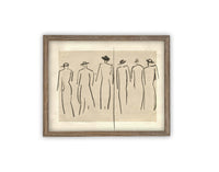 READY to SHIP 12x16 Framed Canvas Art: Women Walking Sketch Print