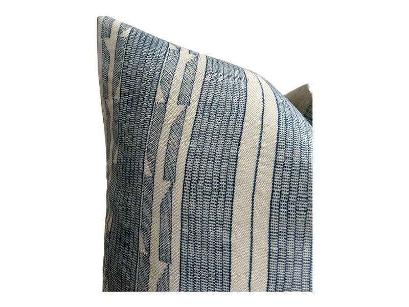 READY TO SHIP Designer Jennifer Shorto Storck Blue Pillow Cover // Modern Farmhouse Decor Pillow // Ikat Blue Washed Linen Pillow