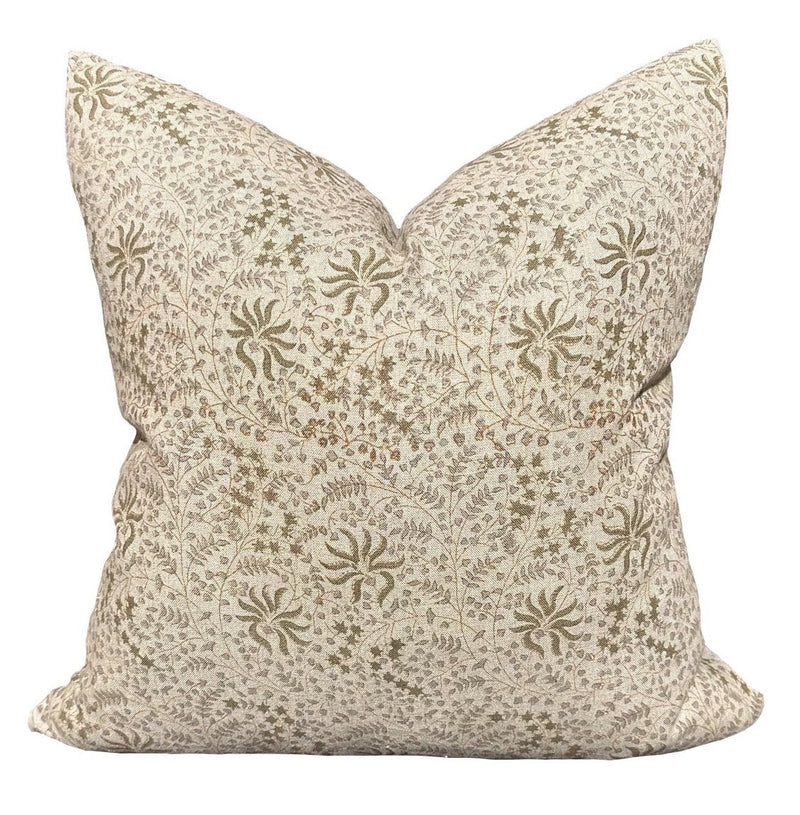 Designer "Seneca" Kishori natural olive cement Pillow Cover