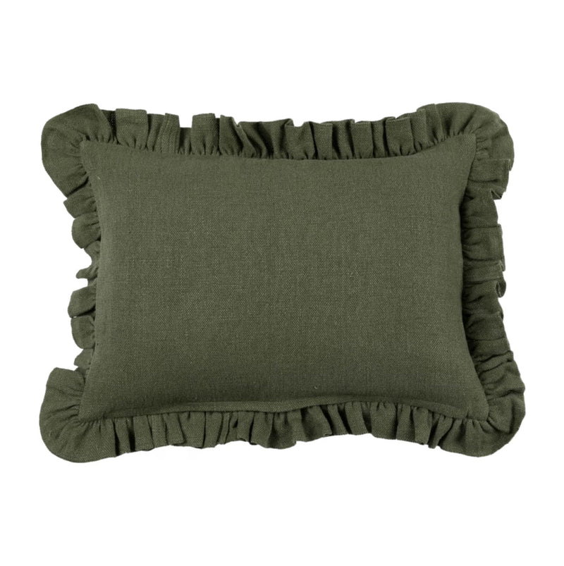 Designer Anika Solid Linen Pillow Cover in Olive