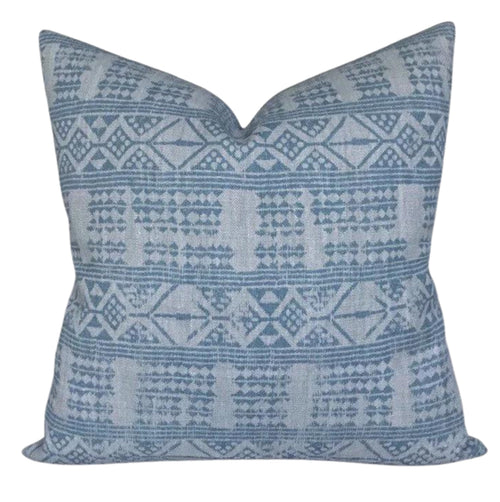 READY TO SHIP Peter Dunham Addis Designer Pillow Cover in Mist Blue // Decorative Pillow Cover // Indigo Blue Throw Pillows // Tribal Pillow