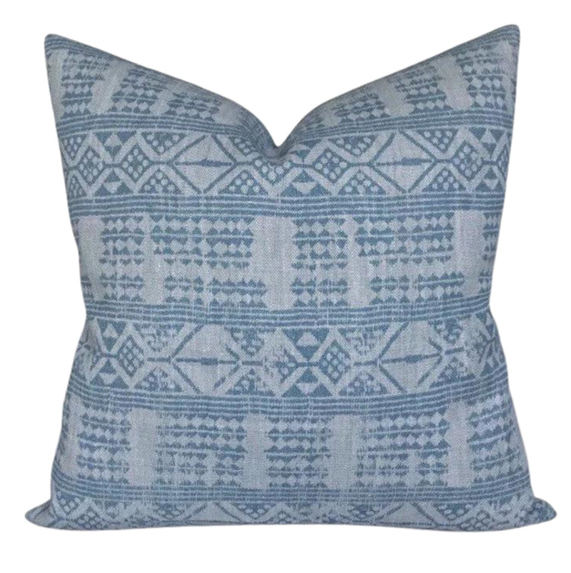 READY TO SHIP Peter Dunham Addis Designer Pillow Cover in Mist Blue // Decorative Pillow Cover // Indigo Blue Throw Pillows // Tribal Pillow