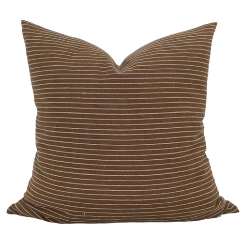 Designer "Whittier" Chiangmai Woven Brown Stripe Pillow Cover // Designer Pillows // Boutique Pillow Covers // Modern Farmhouse // Fall