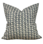 Designer "Clovis" Block Print Pillow Cover // Gray Blue Pillow Cover