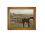 Vintage Framed Canvas Art // Framed Vintage Print // Vintage Horse Painting // // Farmhouse Print //#A-174