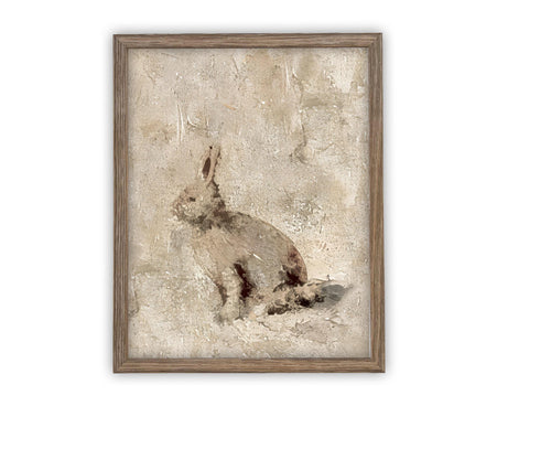 Vintage Framed Canvas Art // Framed Easter Art // Vintage Painting // Vintage Bunnies Painting // Girls Room or Nursery print //#A-171