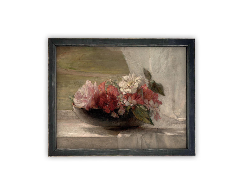 Vintage Framed Canvas Art // Framed Vintage Print // Vintage Painting // Floral Still Life Print // Botanical print //#BOT-152