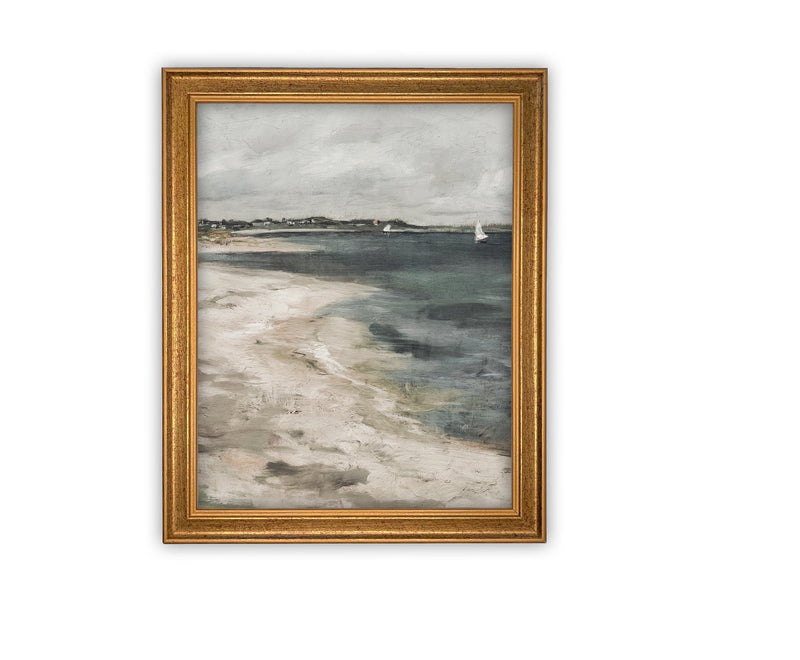 Vintage Framed Canvas Art // Framed Vintage Print // Vintage Painting // Beach House Seascape Coastal Art// #COAS-133