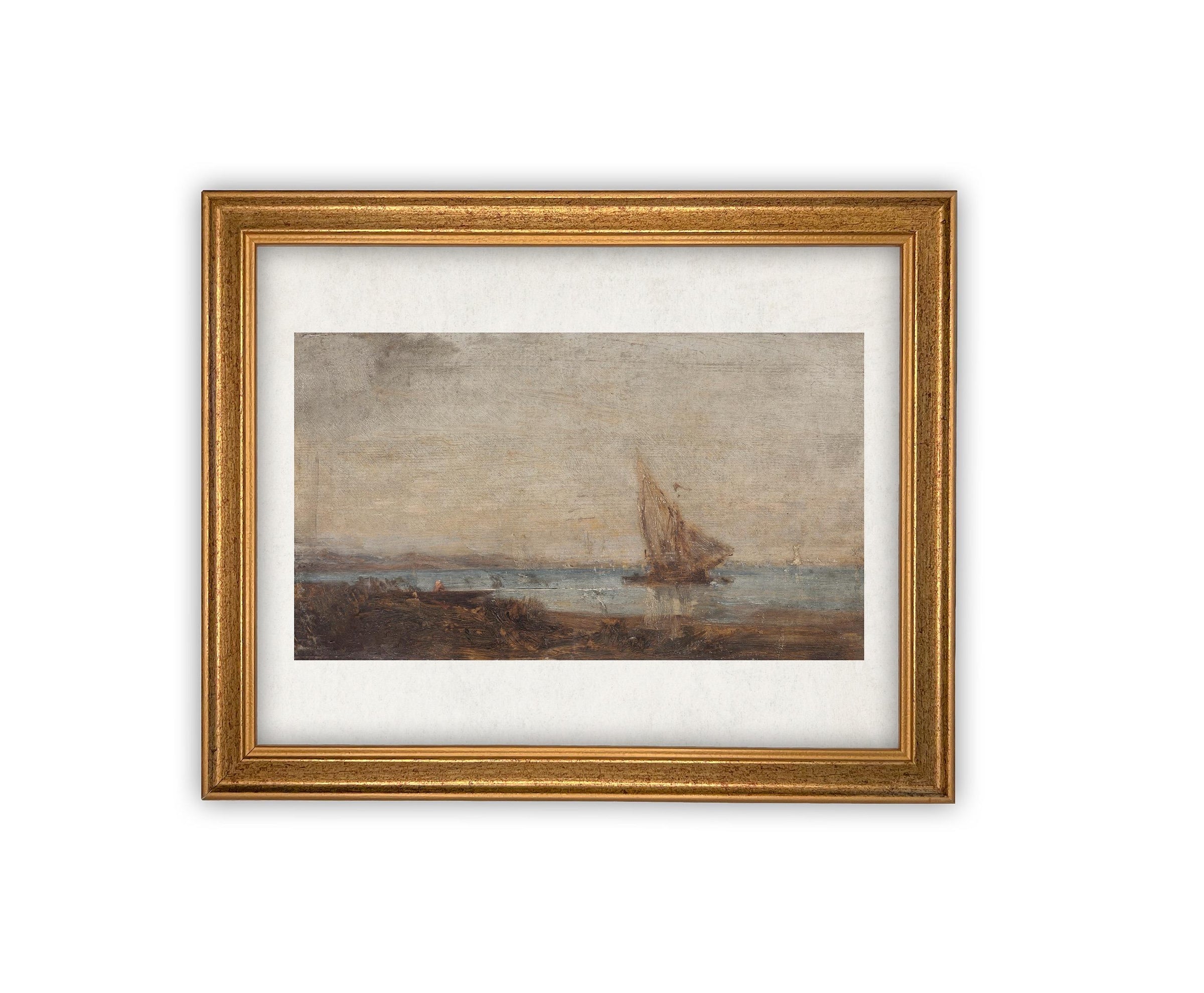 READY to SHIP 24X36 Vintage Framed Canvas Art // Framed Vintage Nautical Print // Sailboat Art // Beach House print //#COAS-136