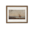 Vintage Framed Canvas Art // Framed Vintage Nautical Print // Vintage Painting // Sailboat Art // Beach House print //#COAS-136