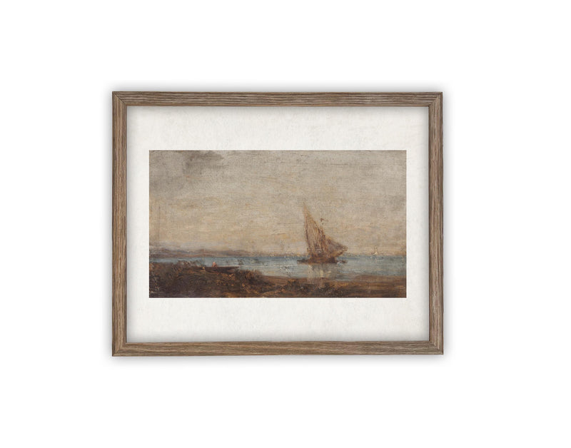 Vintage Framed Canvas Art // Framed Vintage Nautical Print // Vintage Painting // Sailboat Art // Beach House print //#COAS-136