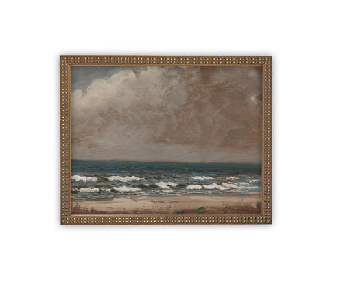 Vintage Framed Canvas Art // Framed Vintage Print // Vintage Painting // Coastal Beach Seascape // Farmhouse print //#COAS-140