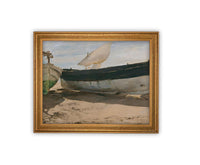 READY to SHIP 11x14 Framed Sailboat Canvas Art: Nautical Beach Print