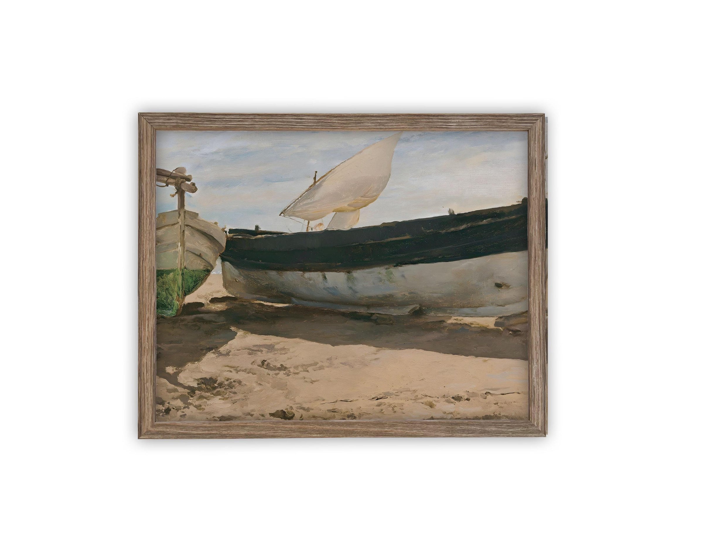 READY TO SHIP 8X10 Framed Sailboat Canvas Art: Nautical Beach Print