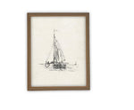 Vintage Framed Canvas Art // Framed Vintage Print // Vintage Sailboat Painting // Boating Art // Beach House Print //#COAS-143