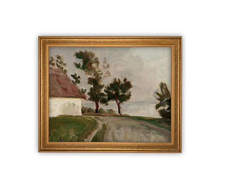 Vintage Framed Canvas Art // Framed Vintage Print // Vintage Spring Painting // Lakehouse Landscape Art// Farmhouse print //#LAN-234