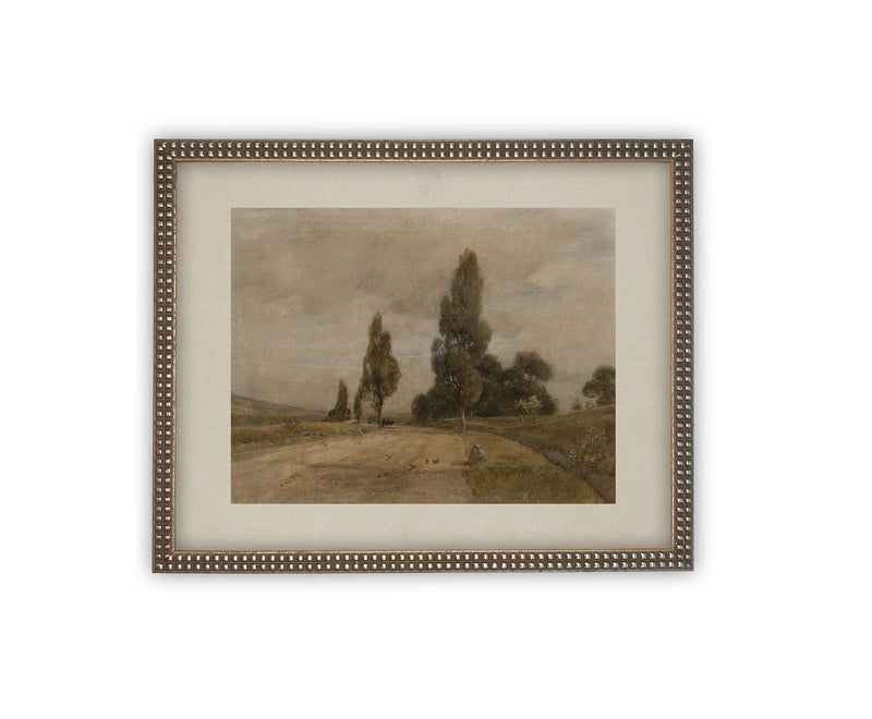 Vintage Framed Canvas Art // Vintage Neutral Minimalist Print // Vintage Painting // Muted Landscape Print // Farmhouse print //#LAN-236