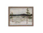 Vintage Framed Canvas Art // Framed Vintage Print // Vintage Oil Painting // Winter Landscape // Farmhouse print //#LAN-237