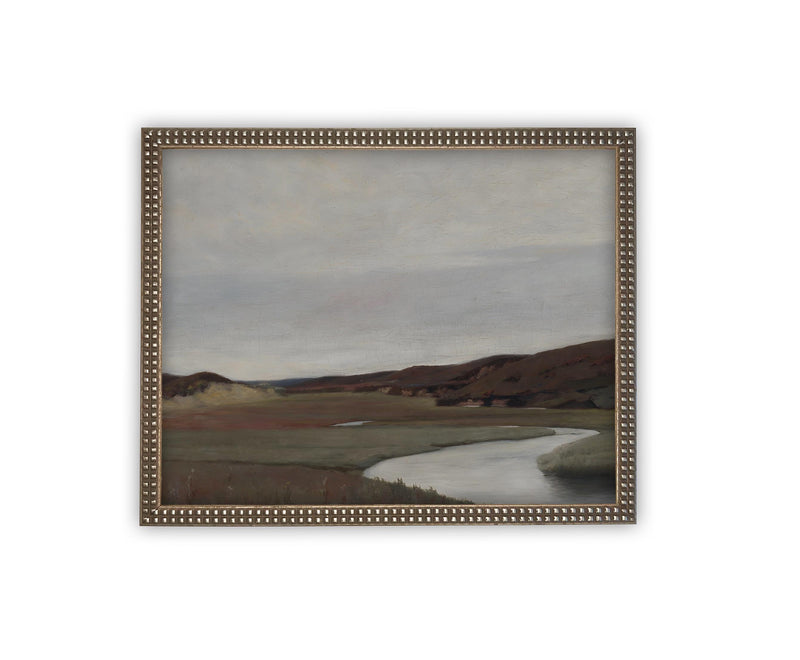 Vintage Framed Canvas Art // Framed Vintage Print // Vintage Painting // Neutral Landscape Art// Farmhouse print //#LAN-238