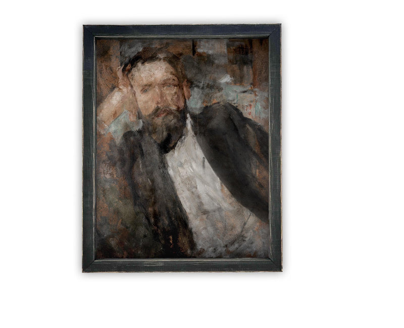 Vintage Framed Canvas Art // Framed Vintage Print // Vintage Painting // Vintage Portrait of a Man// Farmhouse print //#P-542