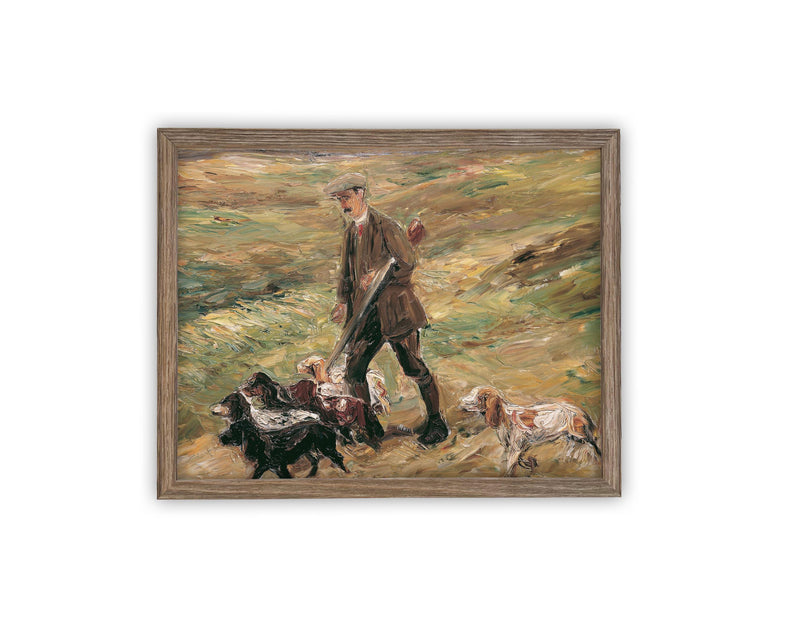 Vintage Framed Canvas Art // Framed Vintage Print // Vintage Painting // Vintage Portrait of a Man with Dogs// Farmhouse print //#P-546