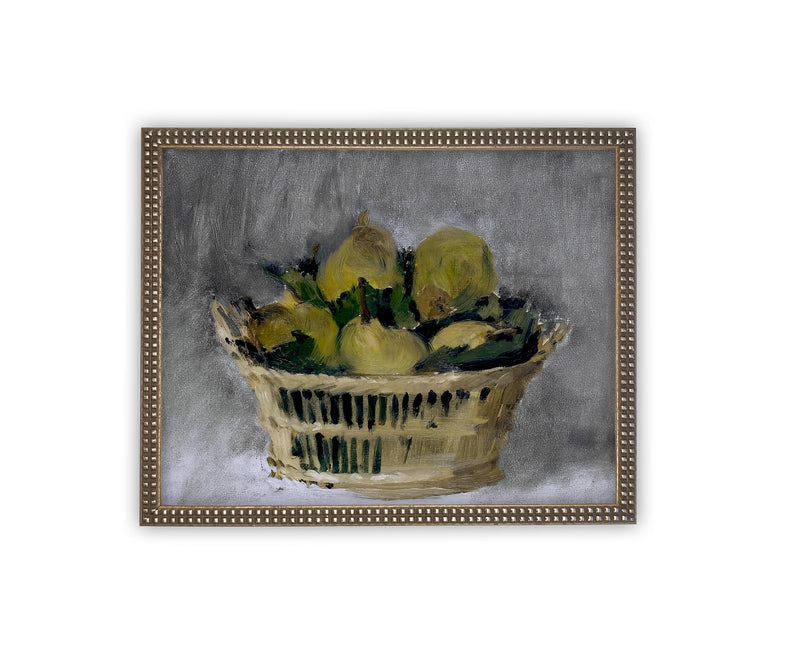 Vintage Framed Canvas Art // Framed Vintage Lemon Print // Vintage Fruit // Still Life Kitchen Painting // Farmhouse print //#ST-625