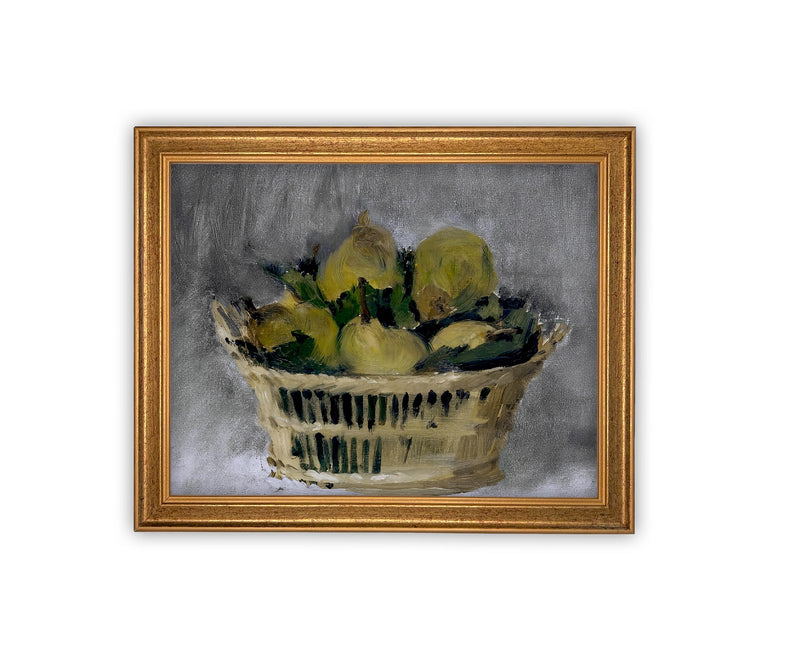 Vintage Framed Canvas Art // Framed Vintage Lemon Print // Vintage Fruit // Still Life Kitchen Painting // Farmhouse print //#ST-625