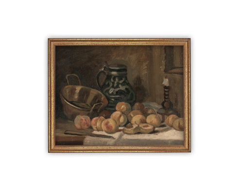 Vintage Framed Canvas Art // Framed Vintage Print // Vintage Painting // Vintage Kitchen Still Life // Farmhouse print //#ST-631