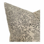 Designer "Cheney" Block Print Floral Pillow Cover