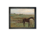 Vintage Framed Canvas Art // Framed Vintage Print // Vintage Horse Painting // // Farmhouse Print //#A-174