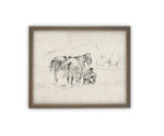 Vintage Framed Canvas Art // Framed Vintage Print // Vintage Painting // Vintage Horse Sketch Art// Farmhouse print //#A-170