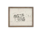 Vintage Framed Canvas Art // Framed Vintage Print // Vintage Painting // Vintage Horse Sketch Art// Farmhouse print //#A-170