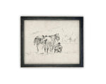 Vintage Framed Canvas Art // Framed Vintage Print // Vintage Painting // Vintage Horse Sketch Art// Farmhouse print //#A-170