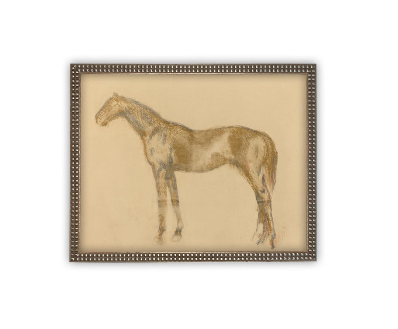 Vintage Framed Canvas Art // Framed Vintage Print // Vintage Painting // Horse Art // Farmhouse Print // #A-176