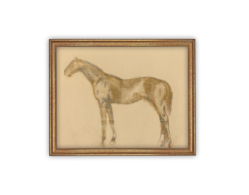 Vintage Framed Canvas Art // Framed Vintage Print // Vintage Painting // Horse Art // Farmhouse Print // #A-176