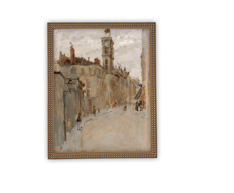 Vintage Framed Canvas Art // Framed Vintage Print // Vintage Painting // European City Landscape Art // Farmhouse print //#ARC-120