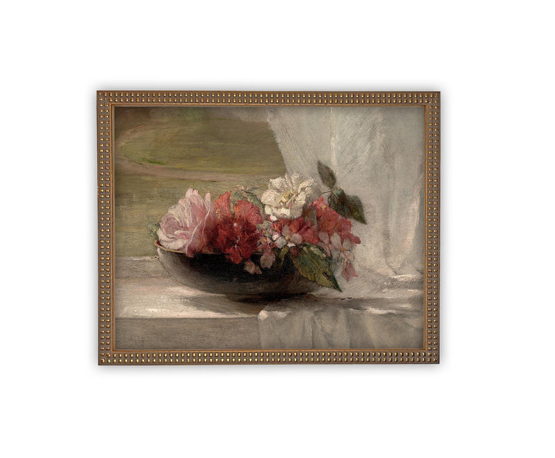 Vintage Framed Canvas Art // Framed Vintage Print // Vintage Painting // Floral Still Life Print // Botanical print //#BOT-152