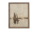 Vintage Framed Canvas Art // Framed Vintage Print // Vintage Sailboats Painting // Boating Art // Beach House Print //#COAS-135