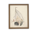 Vintage Framed Canvas Art // Framed Vintage Print // Vintage Sailboat Painting // Boating Art // Beach House Print //#COAS-139